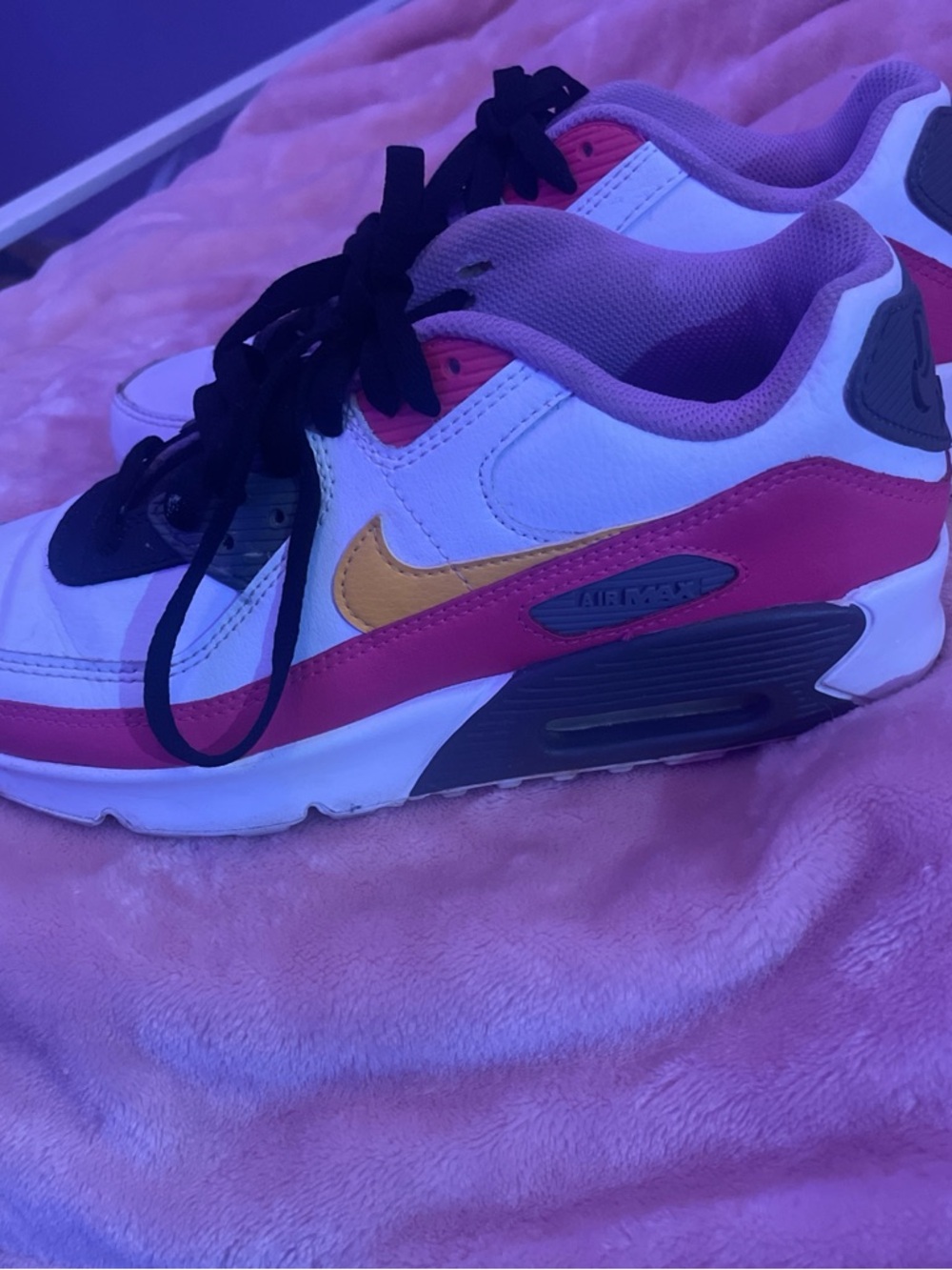 Nike Air Max Sneakers in White, Pink & Yellow with Black Accents